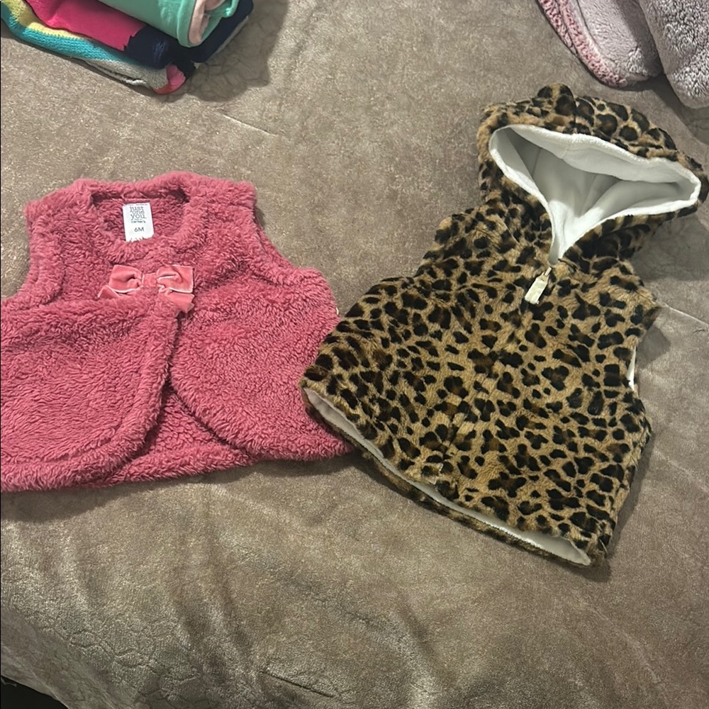 Carter's Pink and Leopard Print Baby Vests